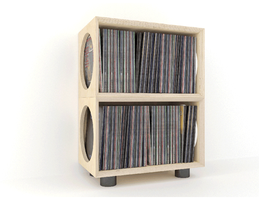 Caisse de rangement pour disques vinyle -24x45x36 - ON RANGE TOUT